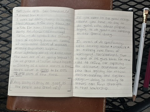 First photograph of handwritten Hybrid Accord notes from San Clemente.